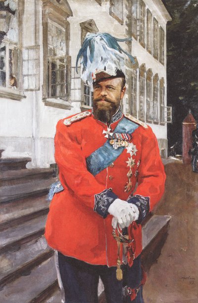 Alejandro III en uniforme de la Guardia Real Danesa de Valentin Aleksandrovich Serov
